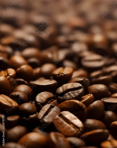 Closeup view of coffee beans or coffee seeds.
