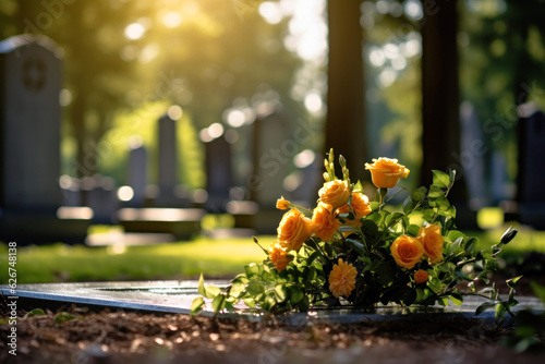 Canvas Print flowers on the grave