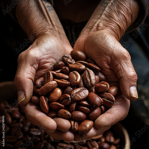 coffee beans in hand - Toasted coffee