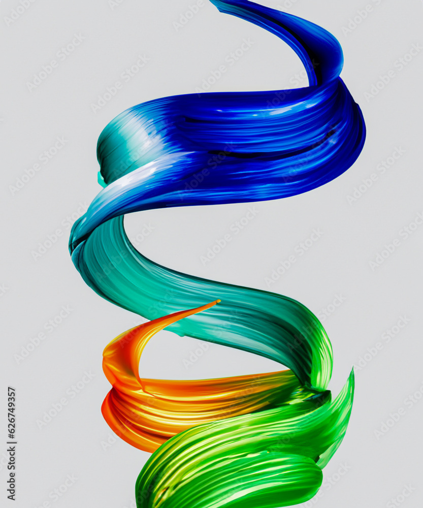 Colorful flow brushstroke. Ribbon isolated line. Liquid paint ink shape isolated on white background.