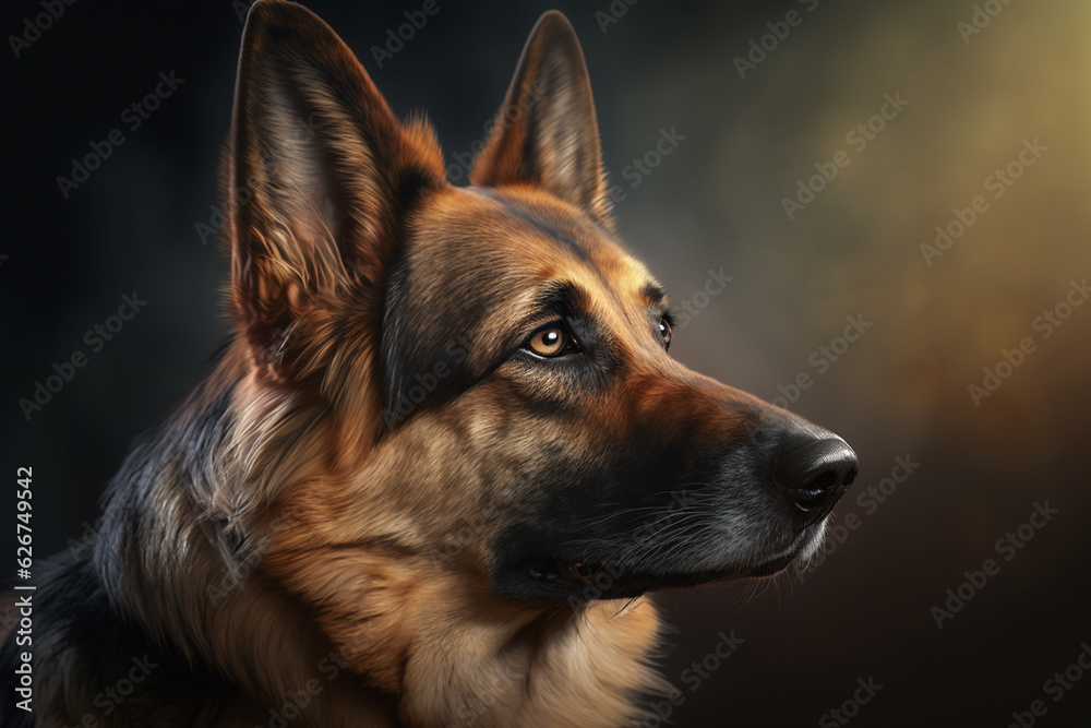 Portrait of the german shepherd dog,  Created using generative AI tools.