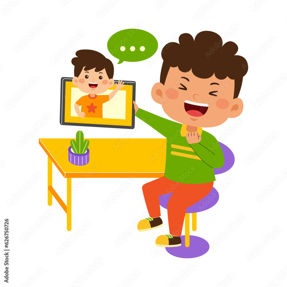 cute little kid boy use graphic tablet cute little kid boy use graphic tablet