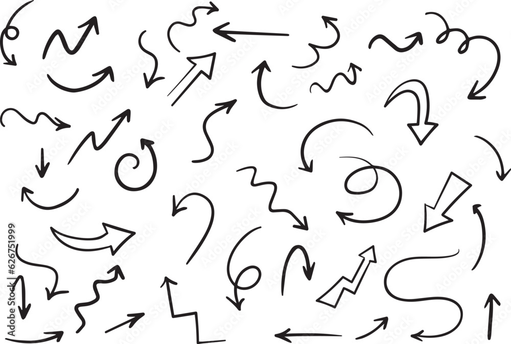 Hand drawn arrows vector set Hand drawn arrows vector set