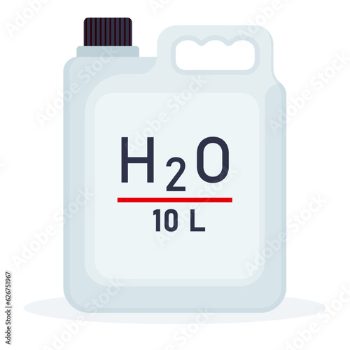 Big bottle of water with chemical formula isolated on white background vector illustration