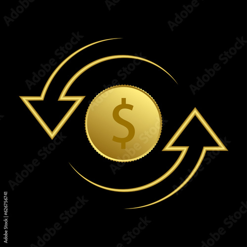 Dollar with arrow down and up. Icon of exchange of currency. vector design.