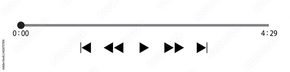Media player playback panel template isolated on white background. Video or audio player progress loading bar with time slider. Vector illustration Media player playback panel template isolated on white background. Video or audio player progress loading bar with time slider. Vector illustration