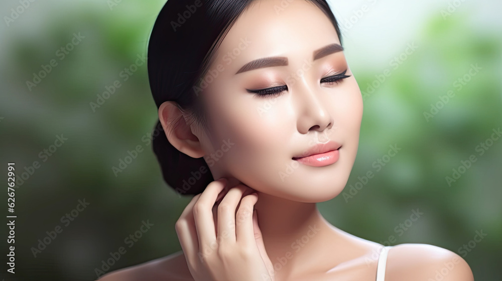 Asian model face that shows a beautiful face Asian model face that shows a beautiful face