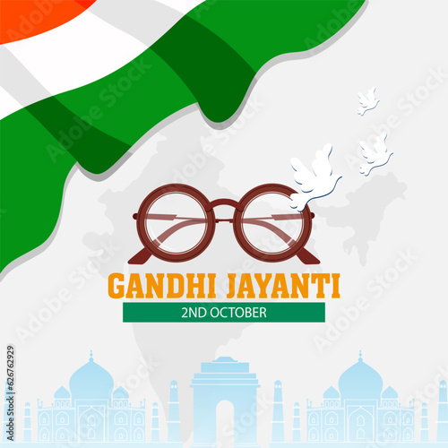 Gandhi Jayanti is a significant Indian national holiday celebrated on October 2nd each year to honor the birth anniversary of Mahatma Gandhi. photo