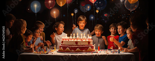 blow candles at birthady party, wishes a wish while her friends look at her.