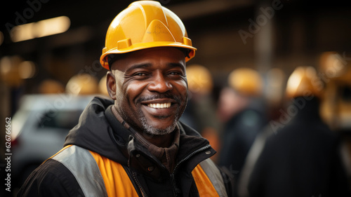 Attractive African american engineer at work on construction site