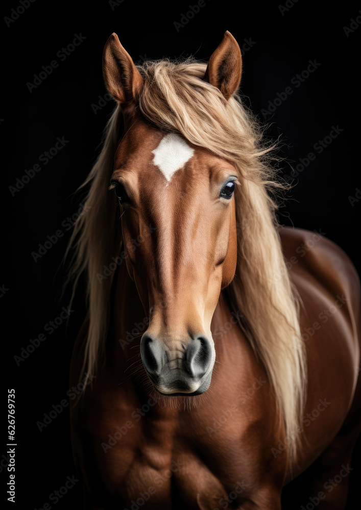 Brown headed horse portriat. Beautiful white brown horse Brown headed horse portriat. Beautiful white brown horse