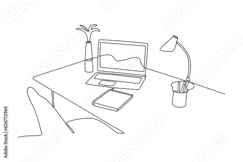 One continuous line drawing of effective and productive concept. Doodle vector illustration in simple linear style. 