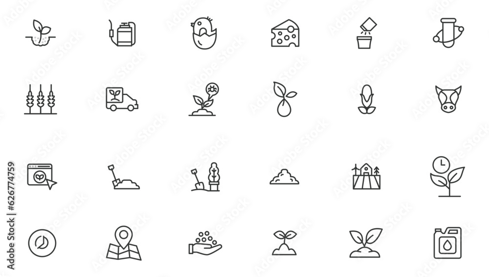 Agriculture icon set. Ecology line icons set.