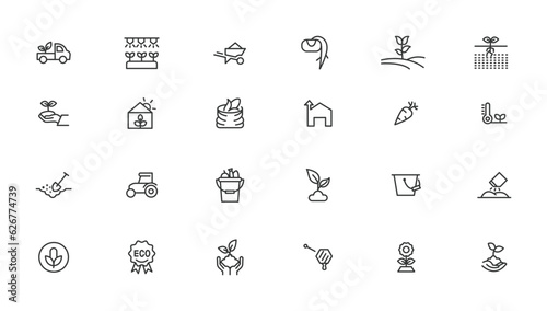 Agriculture icon set. Ecology line icons set.