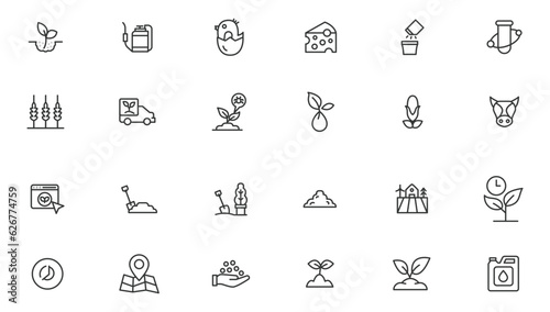 Agriculture icon set. Ecology line icons set.