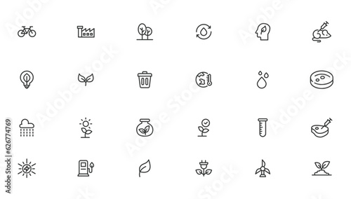 Agriculture icon set. Ecology line icons set.
