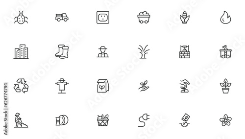Agriculture icon set. Ecology line icons set.