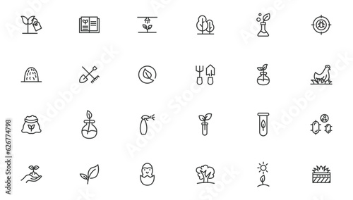 Agriculture icon set. Ecology line icons set.