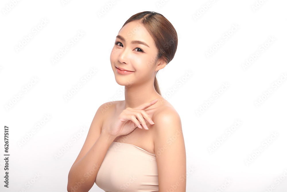 Beautiful young asian woman with clean fresh skin on white background, Face care, Facial treatment, Cosmetology, beauty and spa, Asian women portrait. Beautiful young asian woman with clean fresh skin on white background, Face care, Facial treatment, Cosmetology, beauty and spa, Asian women portrait.