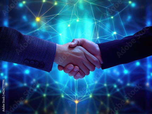 two businessmen shake hand, generative artificial intelligence