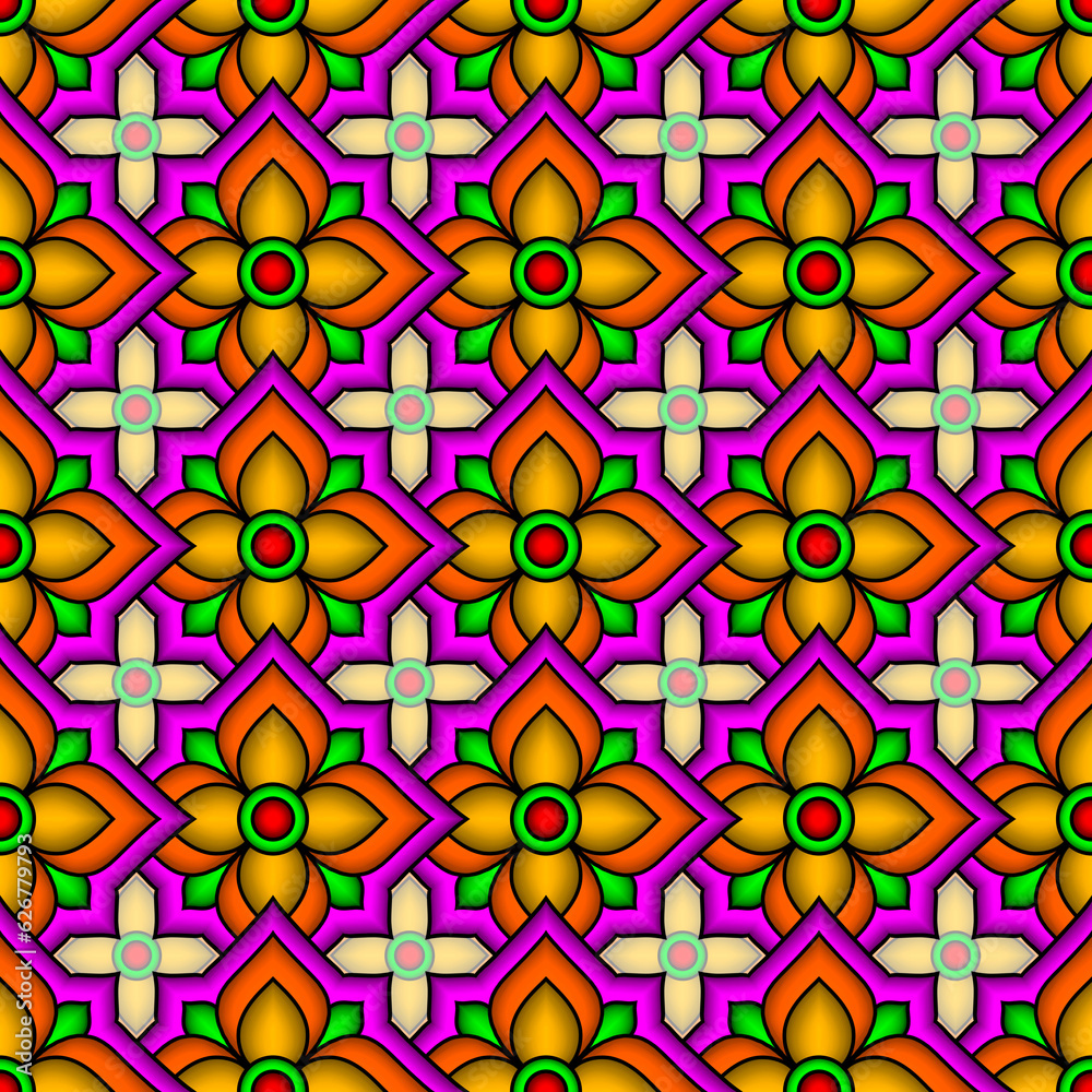 flower line pattern Thai style. Line thai art pattern vector illustration. pink geometric seamless pattern with line and flower style, abstract background. flower line pattern Thai style. Line thai art pattern vector illustration. pink geometric seamless pattern with line and flower style, abstract background.