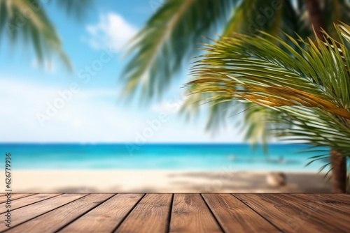 Empty ready for your product display montage. Summer vacation background concept. Sand on beach and blue summer sky. Panoramic beach landscape. Empty tropical beach and seascape. Golden sunset sky