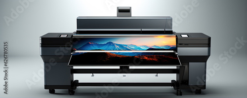 Modern large format printer. New design of format Printers on white background. photo