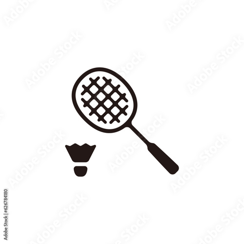 Badminton icon.Flat silhouette version.