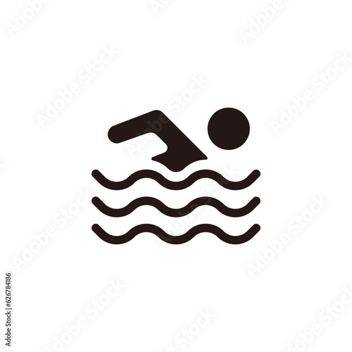 Swimming icon.Flat silhouette version.