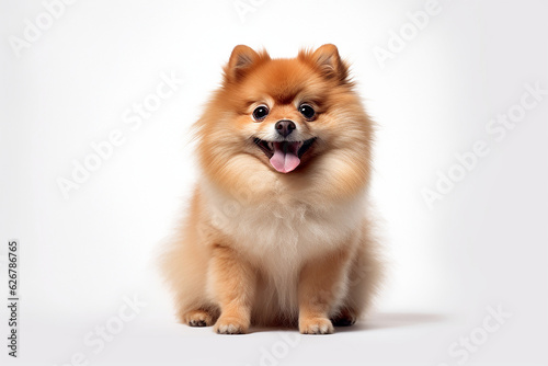 portrait of a Pomeranian dog with white background