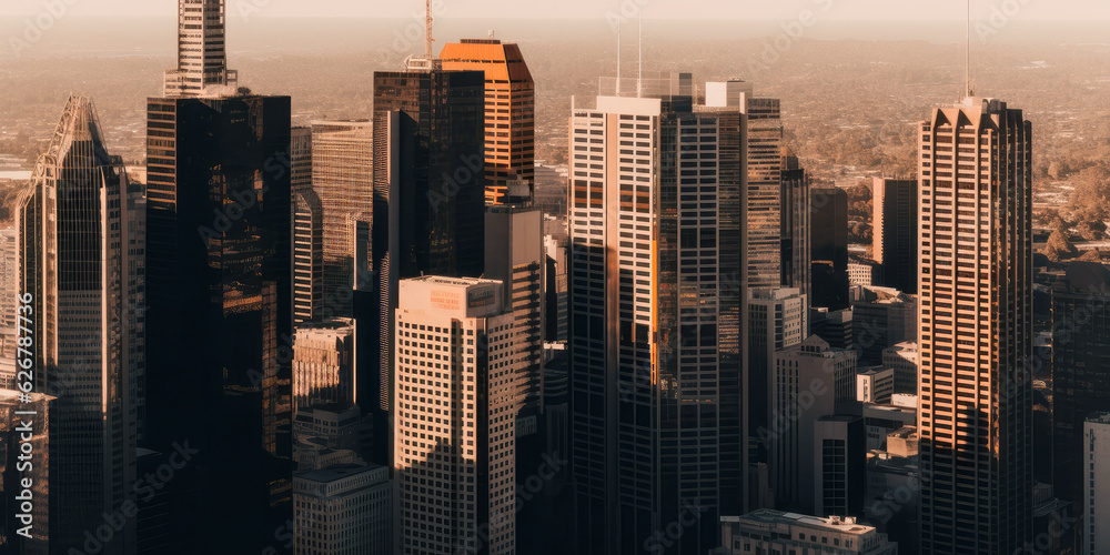Fototapeta premium Aerial view of a city - Generative AI