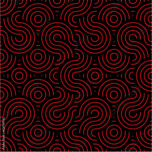 Red & Black seamless undulating wavey pattern textured background wallpaper vector