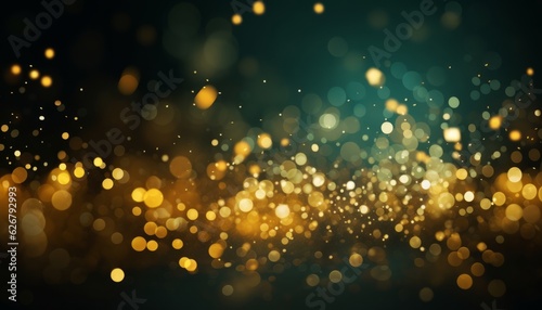 Golden Sparkle on Black Background with Festive Decorations and Copy Space  Generative AI