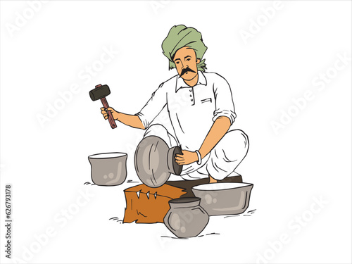 Sneer, Pot maker, thatera Vector. Thathera cartoon image illustration