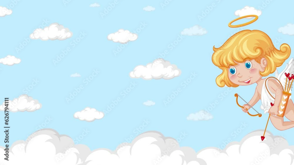 Motion Graphics of a Cupid Girl Cartoon Character with Bow and Arrow Motion Graphics of a Cupid Girl Cartoon Character with Bow and Arrow
