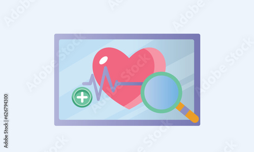 Ecg machine display with heartbeat, pulse trace sign. Electrocardiogram beat rate wave. Medicine and healthcare concept.on white background.Vector Design Illustration.