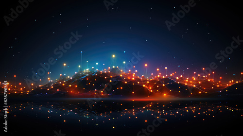 Abstract technology background with glowing particles. illustration for your design. created with generative AI technology.