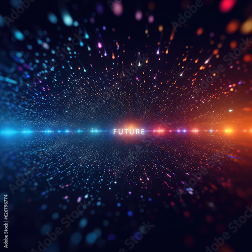 Abstract technology background with glowing particles. illustration for your design. created with generative AI technology.