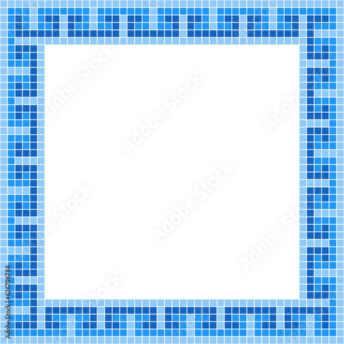 Blue tile frame, Mosaic tile frame, Tile frame, Seamless pattern, Mosaic frame seamless pattern, Mosaic tiles texture or background. Bathroom wall tiles, swimming pool tiles with beautiful pattern.