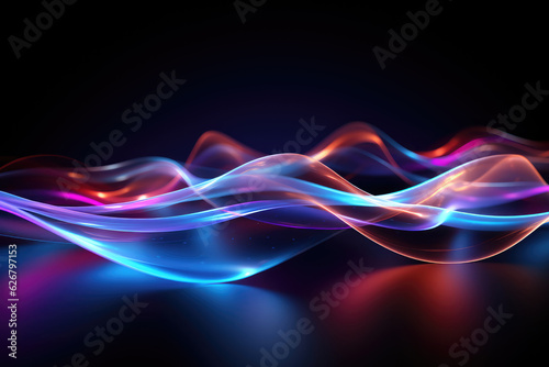 Abstract light painting background. Futuristic wave. illustration. created with generative AI technology.