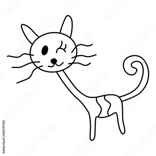 cat cartoon vector 24 Outline line Cute and funny cats doodle. Cartoon cat or kitten characters design collection Minimal cat drawing. Set of purebred pet animals isolated on transparent background.