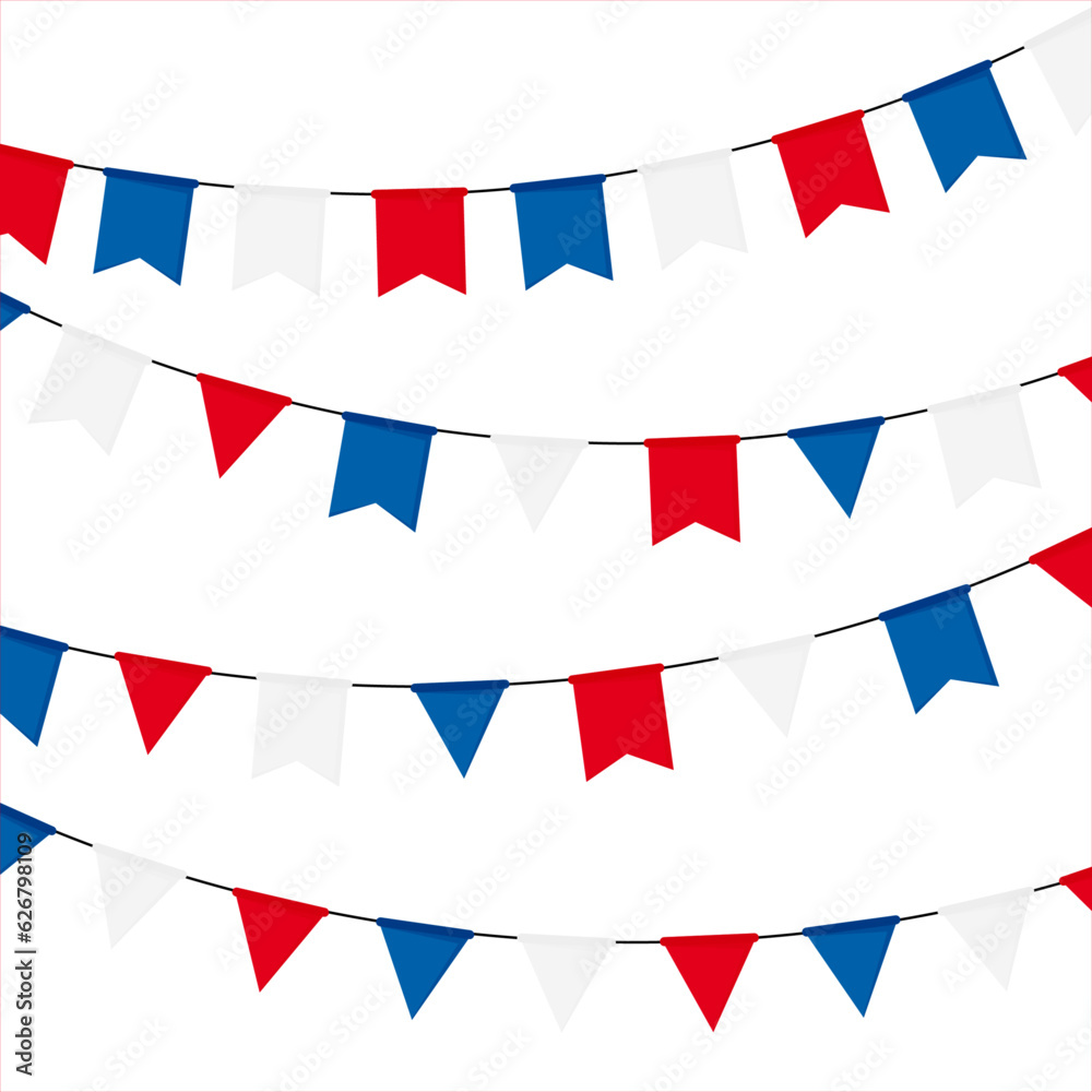 Fototapeta premium Banni√®re festive de fanions et drapeaux Fran√ßais - C√©l√©bration - R√©publique fran√ßaise - √âl√©ments vectoriels √©ditables pour c√©l√©brer des f√™tes Fran√ßaises ou des √©v√©nements sportifs