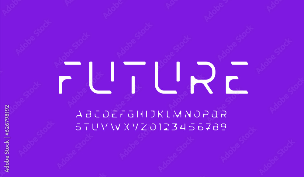 Abstract tech alphabet font, white typography technology for your