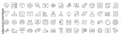 Set of data analytics thin line icons EPS10 - Stock Vector