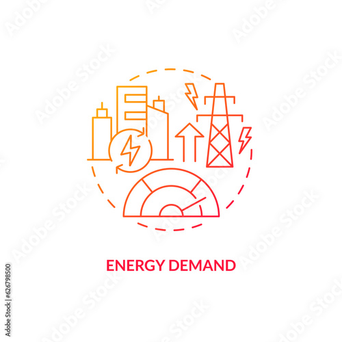Gradient energy demand concept, isolated vector, thin line icon representing carbon border adjustment.
