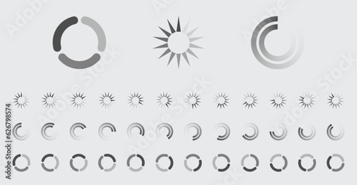 Circular Loading Buffering Icons Vector Set Video Ready for Animation Gif All Keyframes Frames Bufring Circle Waiting for Connection Buffer Preloader Download Symbol Easy Replace Color