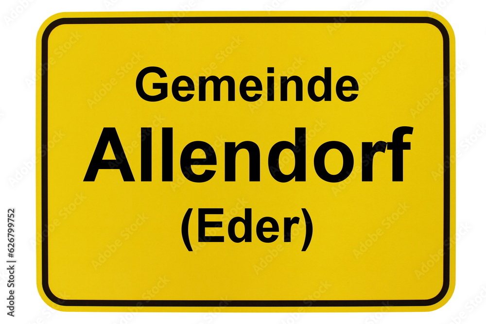 Illustration eines Ortsschildes der Gemeinde Allendorf (Eder) in Brandenburg
