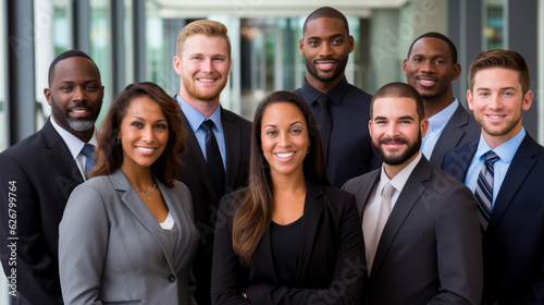 Diverse group of business men and woman at the office ages range from 35 to 45