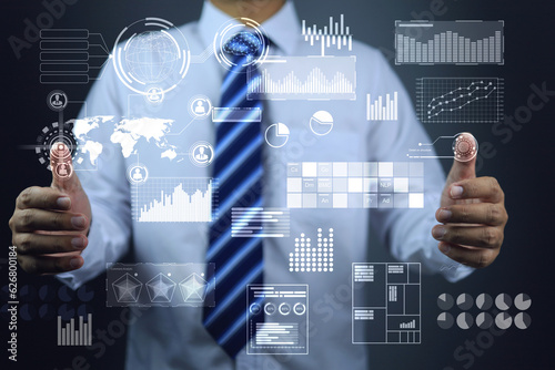 Tableau sur toile Data analyzer or data scientist is compiling data in various ways to analyze, summarize and report the results