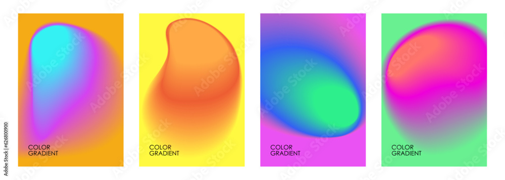 Blurred color stains. Set of abstract backgrounds with color gradient shapes. Graphic templates collection for brochure covers, posters and flyers. Vector illustration.